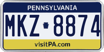 PA license plate MKZ8874