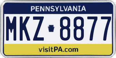 PA license plate MKZ8877