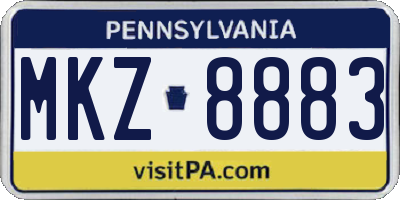 PA license plate MKZ8883