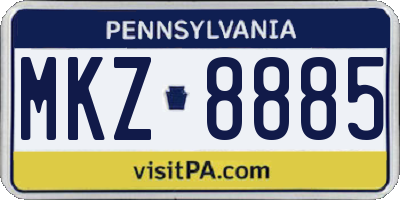 PA license plate MKZ8885