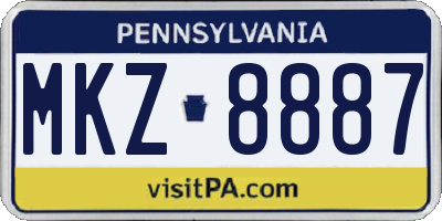 PA license plate MKZ8887