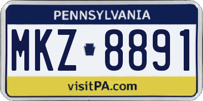 PA license plate MKZ8891