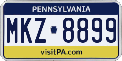 PA license plate MKZ8899