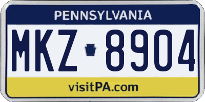 PA license plate MKZ8904