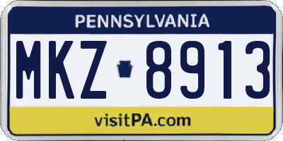 PA license plate MKZ8913