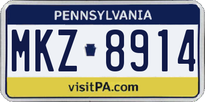 PA license plate MKZ8914