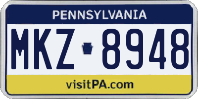 PA license plate MKZ8948