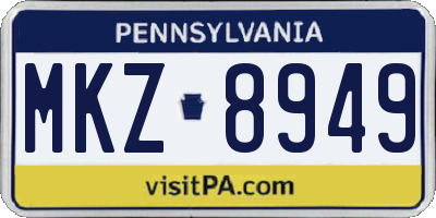 PA license plate MKZ8949