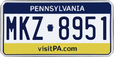 PA license plate MKZ8951
