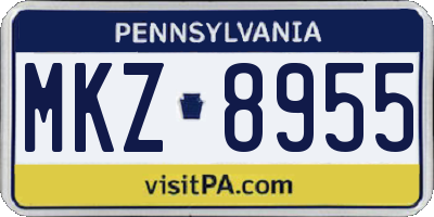 PA license plate MKZ8955