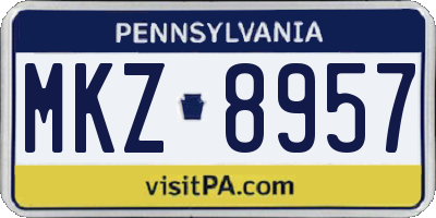 PA license plate MKZ8957