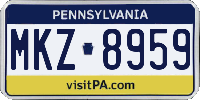 PA license plate MKZ8959