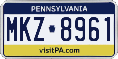 PA license plate MKZ8961