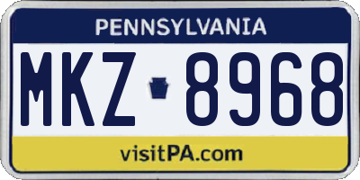 PA license plate MKZ8968