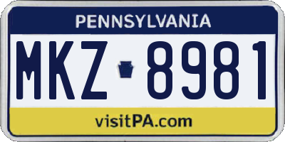 PA license plate MKZ8981