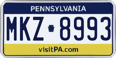 PA license plate MKZ8993