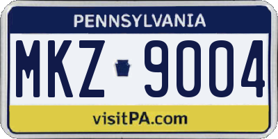 PA license plate MKZ9004