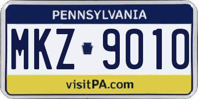 PA license plate MKZ9010