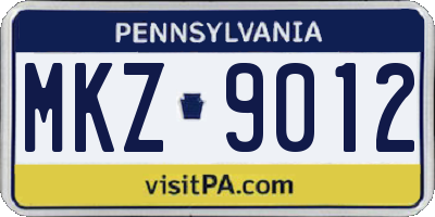 PA license plate MKZ9012