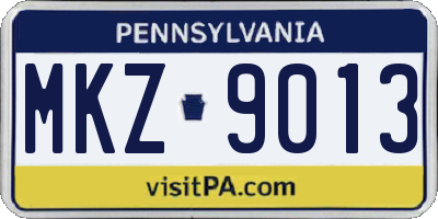 PA license plate MKZ9013