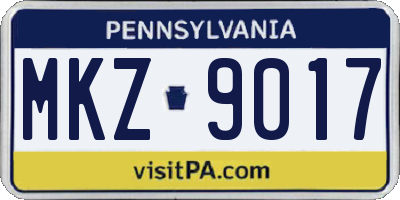 PA license plate MKZ9017