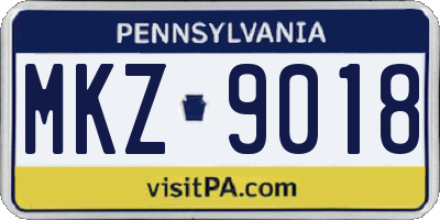 PA license plate MKZ9018