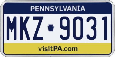 PA license plate MKZ9031