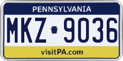 PA license plate MKZ9036