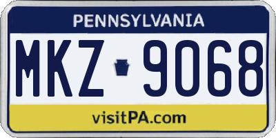 PA license plate MKZ9068