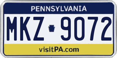 PA license plate MKZ9072