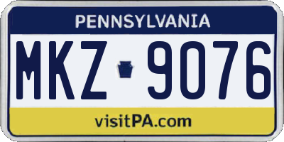 PA license plate MKZ9076