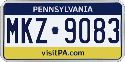 PA license plate MKZ9083