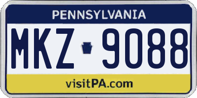 PA license plate MKZ9088