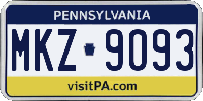 PA license plate MKZ9093