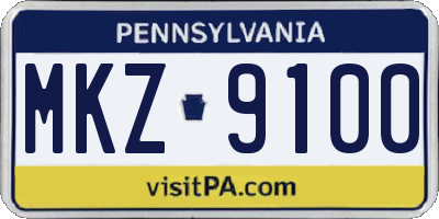 PA license plate MKZ9100