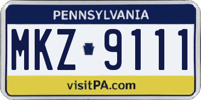 PA license plate MKZ9111