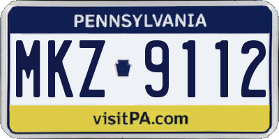 PA license plate MKZ9112