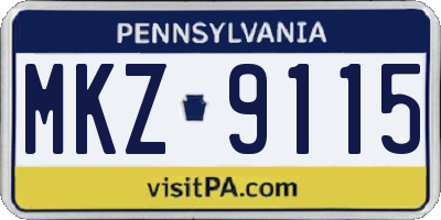 PA license plate MKZ9115
