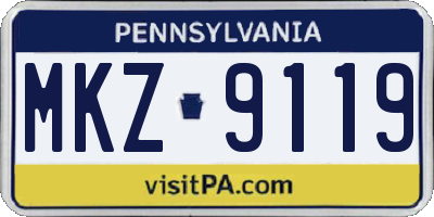 PA license plate MKZ9119