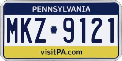 PA license plate MKZ9121