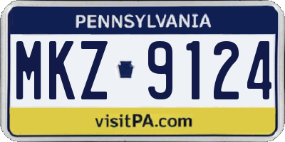 PA license plate MKZ9124