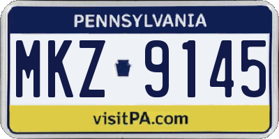 PA license plate MKZ9145