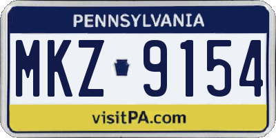 PA license plate MKZ9154