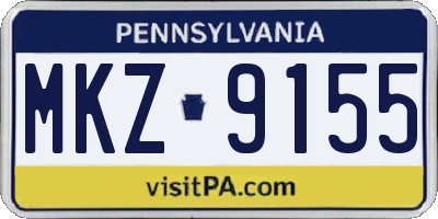 PA license plate MKZ9155