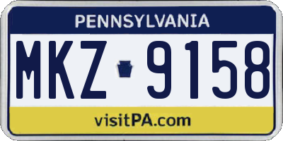 PA license plate MKZ9158