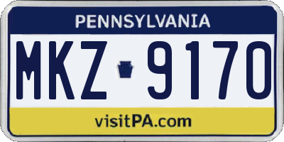 PA license plate MKZ9170