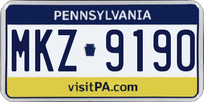 PA license plate MKZ9190