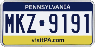 PA license plate MKZ9191