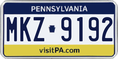 PA license plate MKZ9192