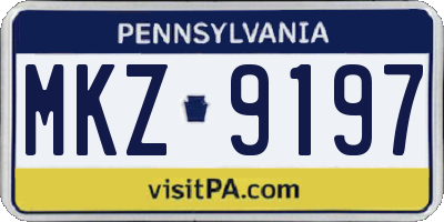 PA license plate MKZ9197